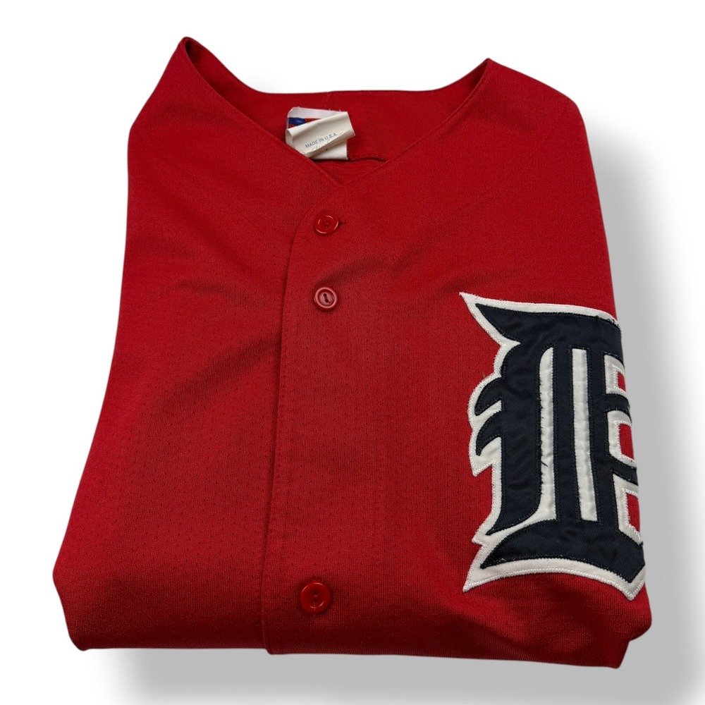 Majestic Detroit Tigers Baseball Jersey Red‎ Button Up Mens XXL Made in USA MLB